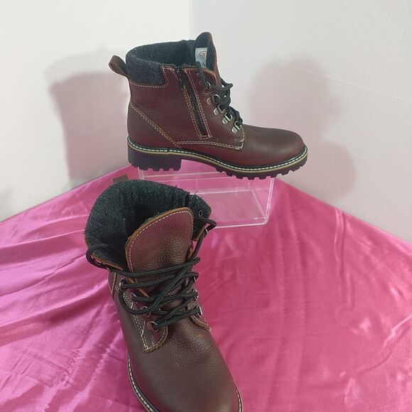 MARTINO AMI Women's SZ 8.5 N Brown Leather Side Zip Ankle Boots. Condition is Pr - Picture 1 of 9